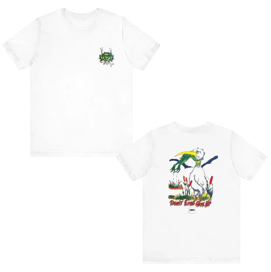 90s Don't Ever Give Up Frog Pelican Water Bird T - Adult & Kids T-Shirts, Sweatshirts & Hoodies apparel design preview 1