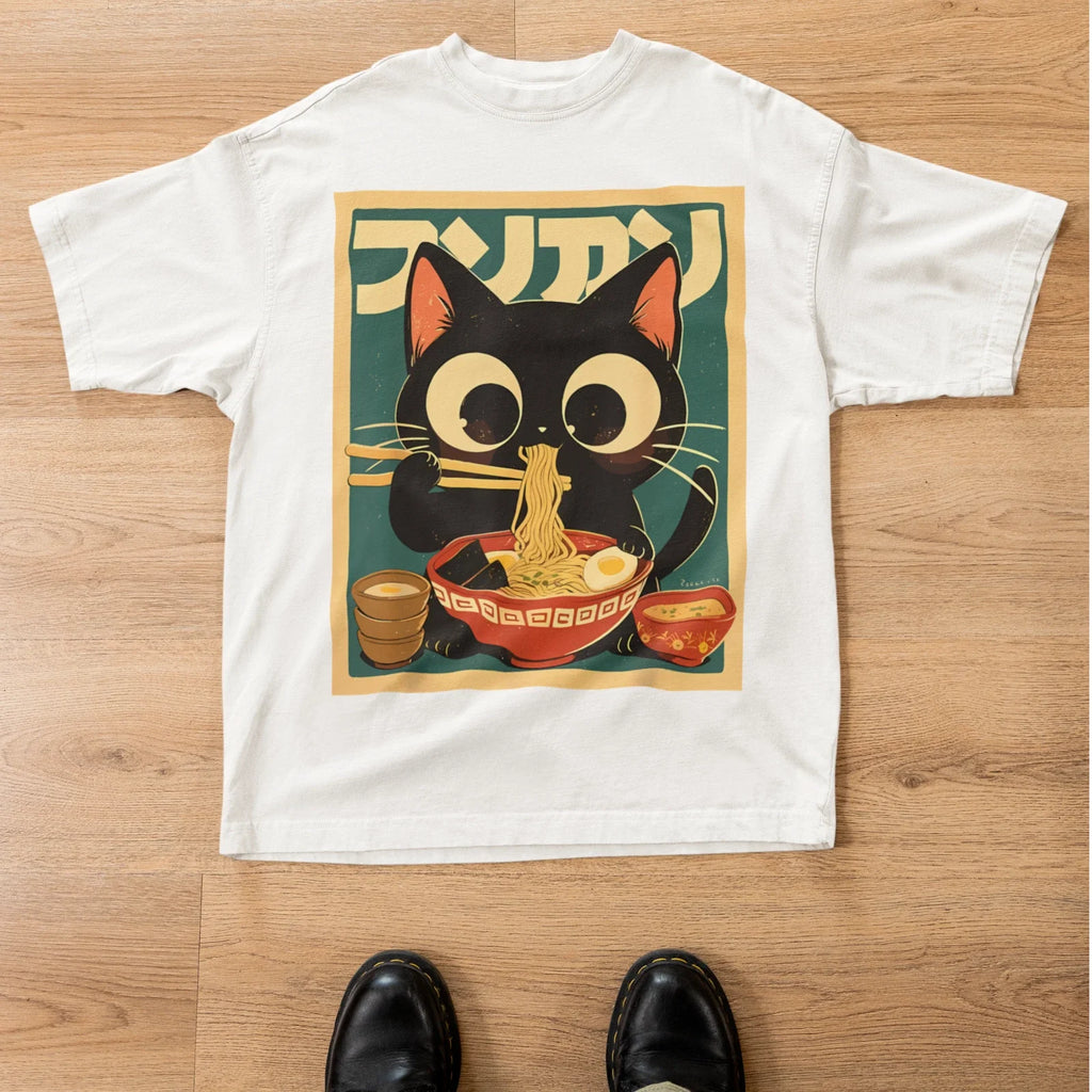 Kawaii Cat Ramen Anime Japanese Food Cute Noodle - Adult & Kids T-Shirts, Sweatshirts & Hoodies apparel design preview 1