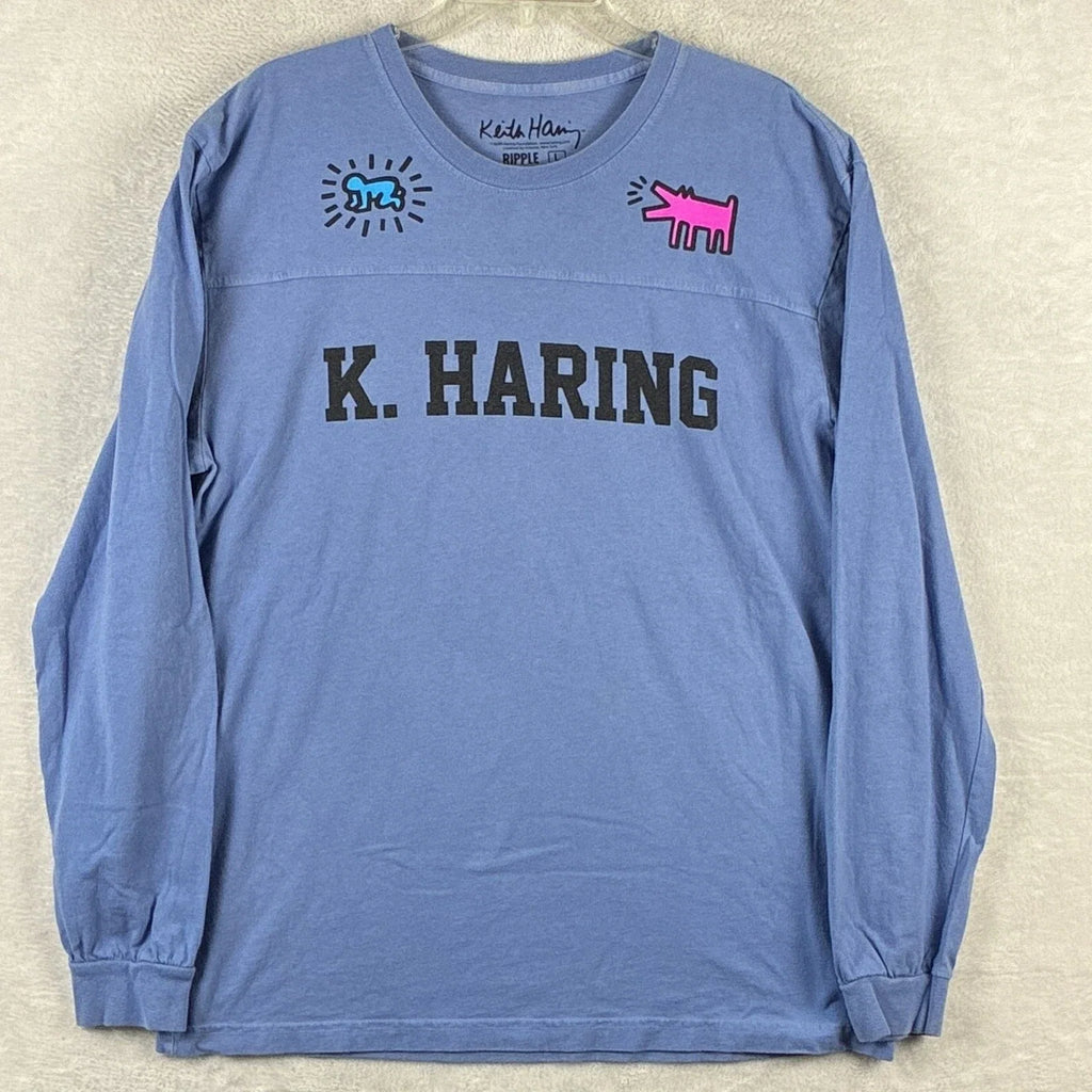 Keith Haring Men Size L Blue Pop Art NYC Streetwear - Adult & Kids T-Shirts, Sweatshirts & Hoodies apparel design preview 1