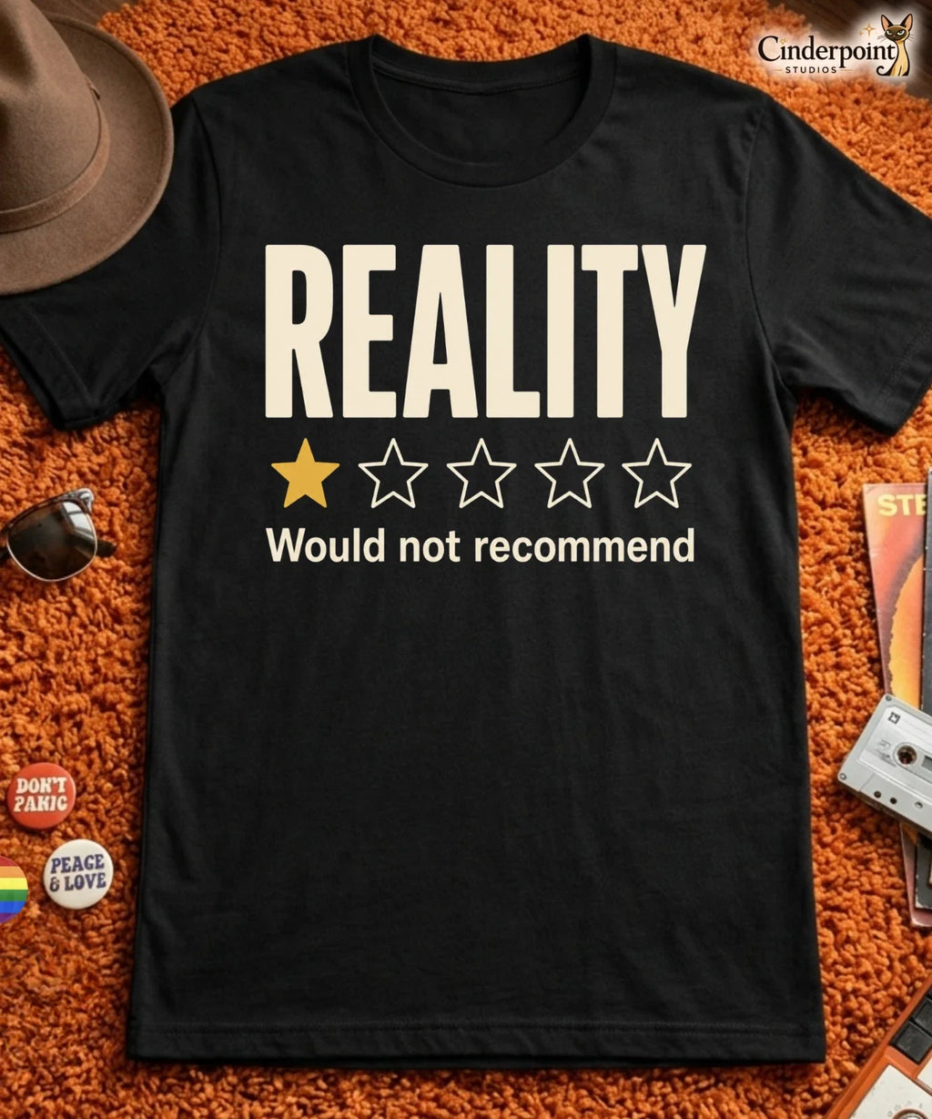 Reality 1 Star Review Funny Pessimist Nihilist Dark - Adult & Kids T-Shirts, Sweatshirts & Hoodies apparel design preview 1