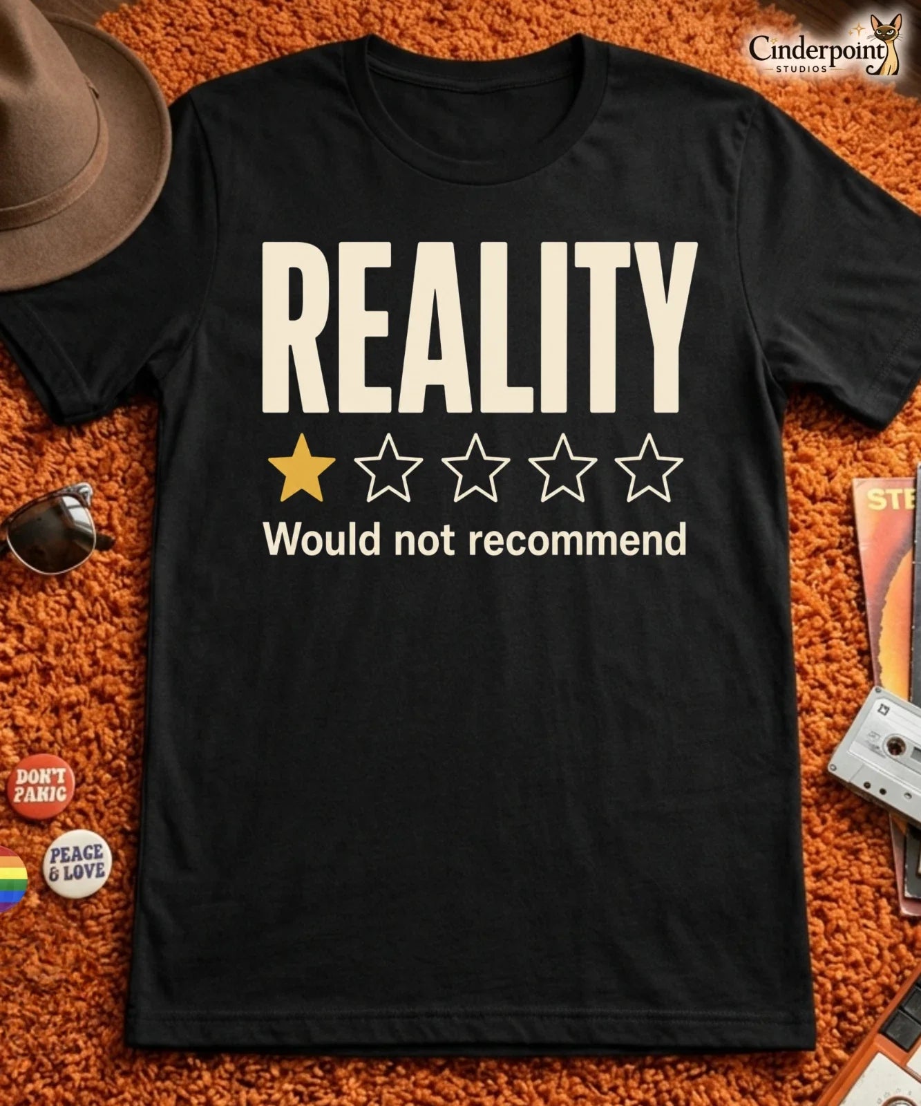 Reality 1 Star Review Funny Pessimist Nihilist Dark - Adult & Kids T-Shirts, Sweatshirts & Hoodies apparel design preview 1