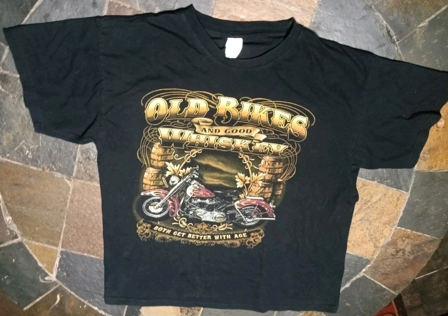 Motorcycle Y2KGraphic Mens LG Old Bikes& Good Whiskey - Adult & Kids T-Shirts, Sweatshirts & Hoodies apparel design preview 1