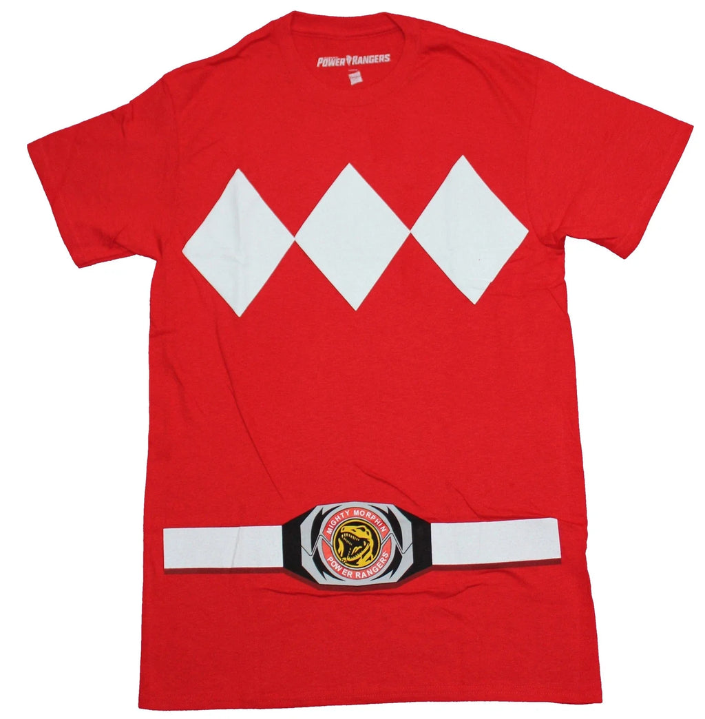 Mighty Morphin Power Rangers Mens Red Ranger Buckle - Adult & Kids T-Shirts, Sweatshirts & Hoodies apparel design preview 1