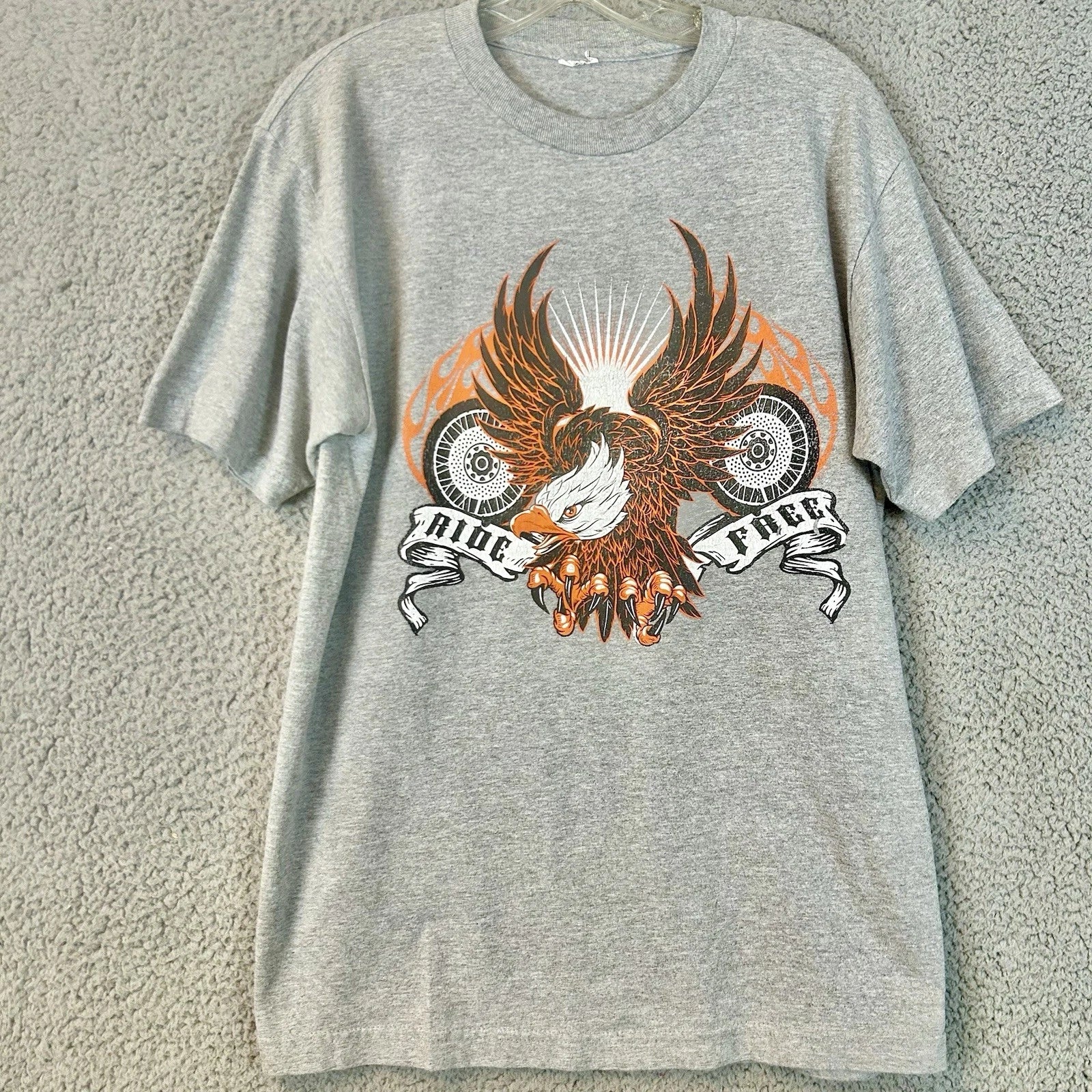 Y2K Biker Motorcycle Mens Size Large Eagle Flames - Adult & Kids T-Shirts, Sweatshirts & Hoodies apparel design preview 1
