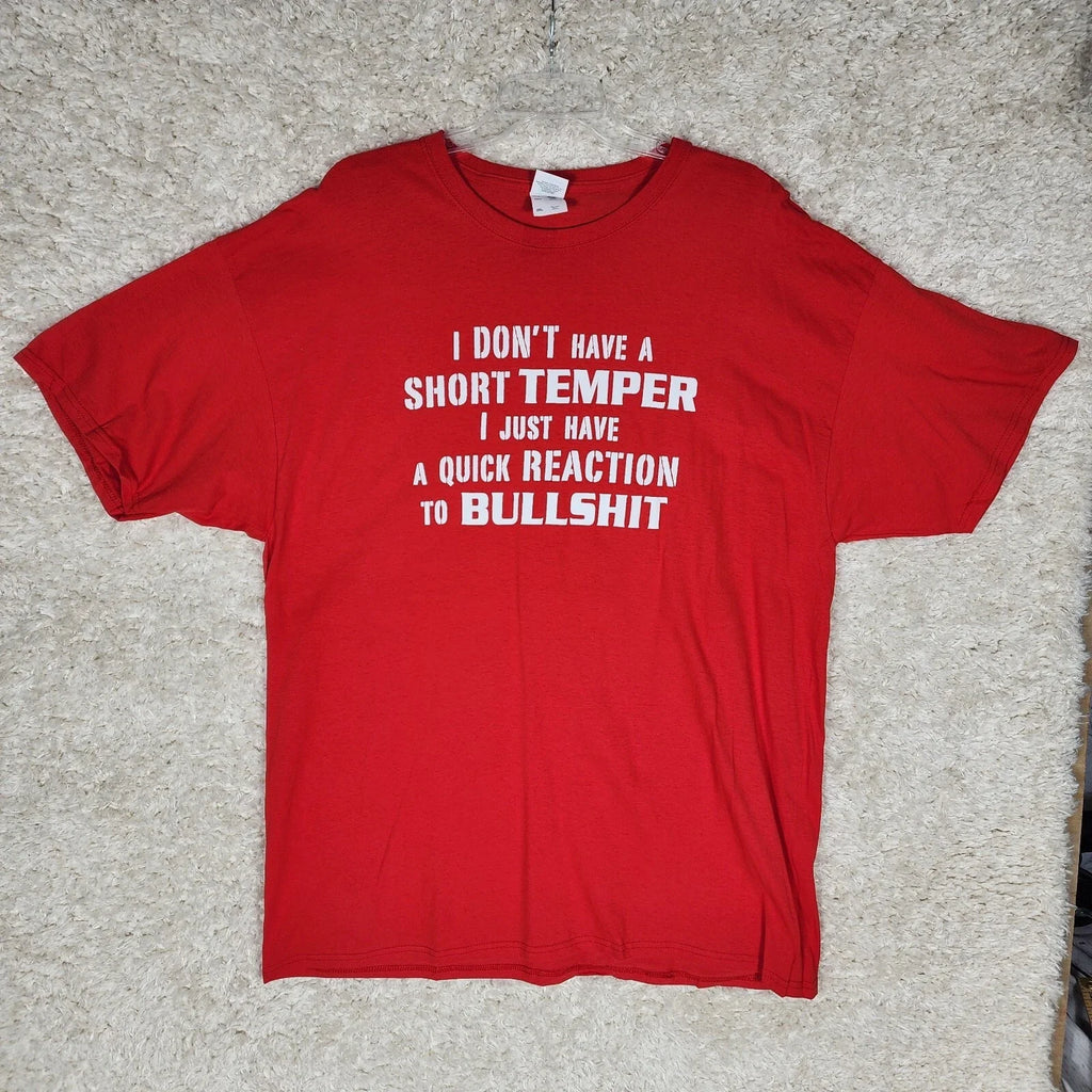 Gildan Funny Novelty Mens 2XL Red Short Temper Phrase - Adult & Kids T-Shirts, Sweatshirts & Hoodies apparel design preview 1