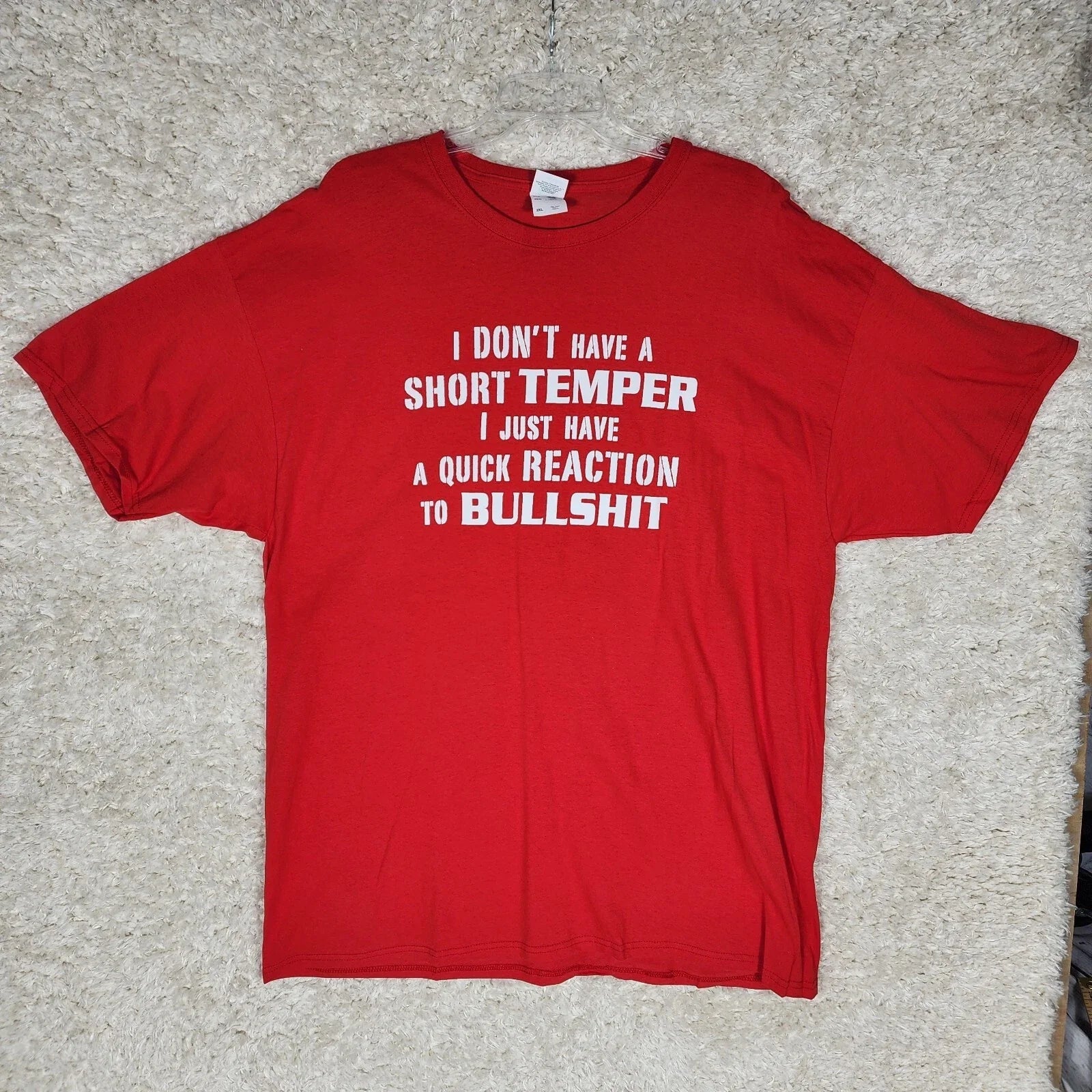 Gildan Funny Novelty Mens 2XL Red Short Temper Phrase - Adult & Kids T-Shirts, Sweatshirts & Hoodies apparel design preview 1