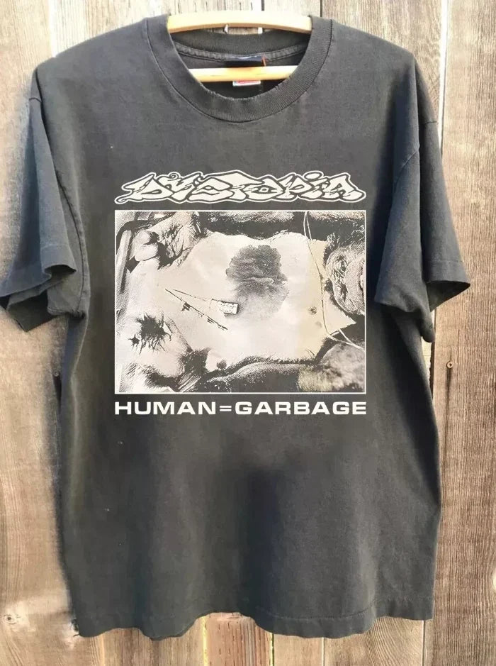 Dystopia Human Garbage Crust Punk Band Full Size - Adult & Kids T-Shirts, Sweatshirts & Hoodies apparel design preview 1