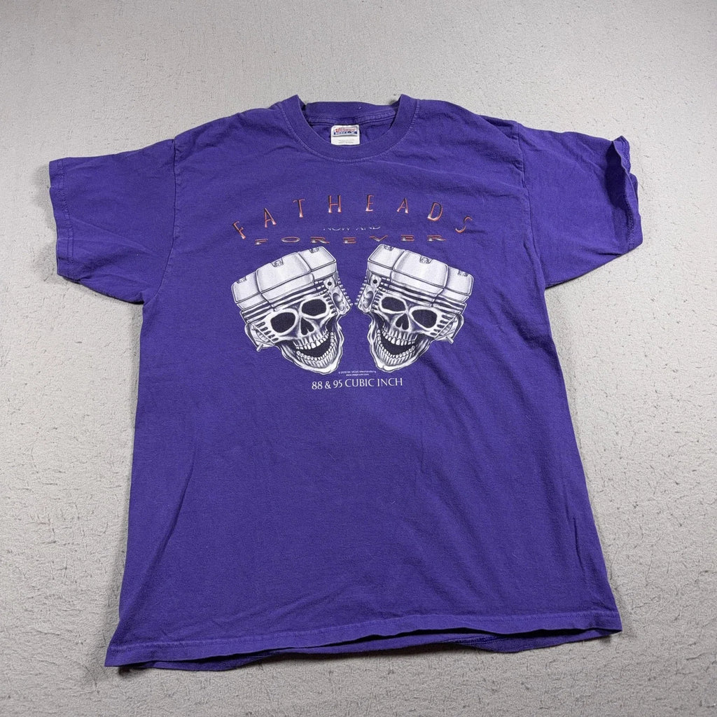 Vintage Fatheads Mens Large Purple Skull Motorcycle - Adult & Kids T-Shirts, Sweatshirts & Hoodies apparel design preview 1