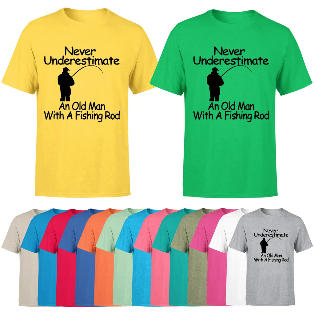 Never Underestimate An Old Man With A Fishing Rod - Adult & Kids T-Shirts, Sweatshirts & Hoodies apparel design preview 1