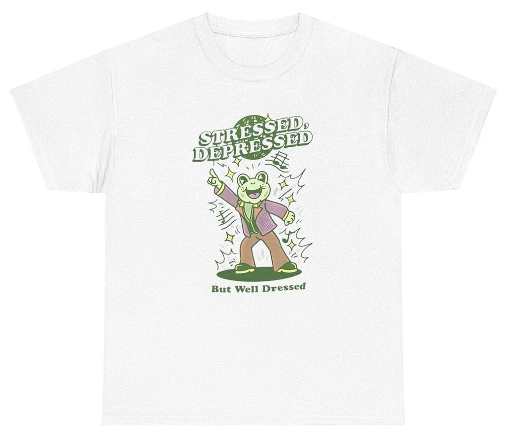 Stressed Depressed But Well Dressed Funny Frog Lover - Adult & Kids T-Shirts, Sweatshirts & Hoodies apparel design preview 1