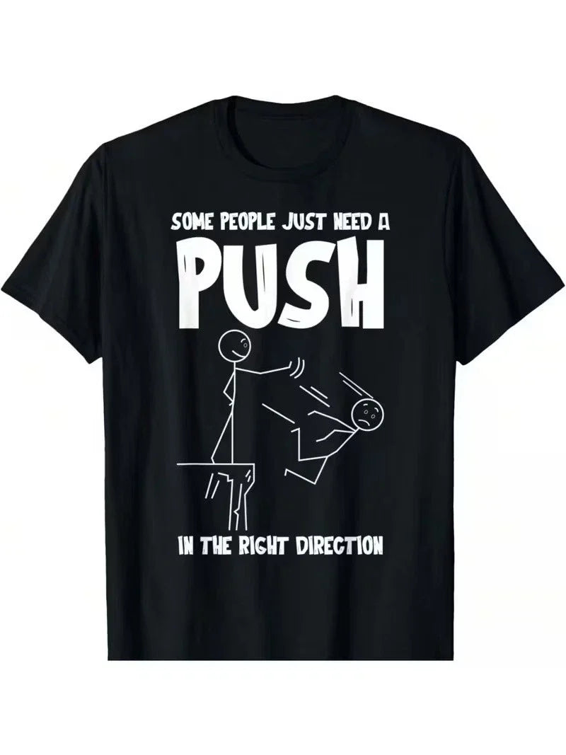 Some People Just Need A Push Funny Dark Humor Graphic - Adult & Kids T-Shirts, Sweatshirts & Hoodies apparel design preview 1
