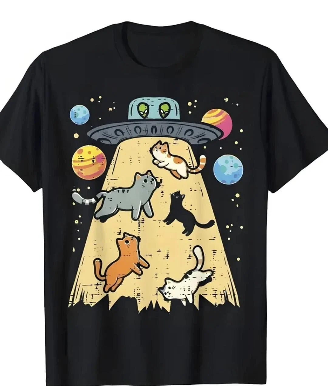 Cat Lover UFO Alien Gift Gato Present Graphic Funny - Adult & Kids T-Shirts, Sweatshirts & Hoodies apparel design preview 1