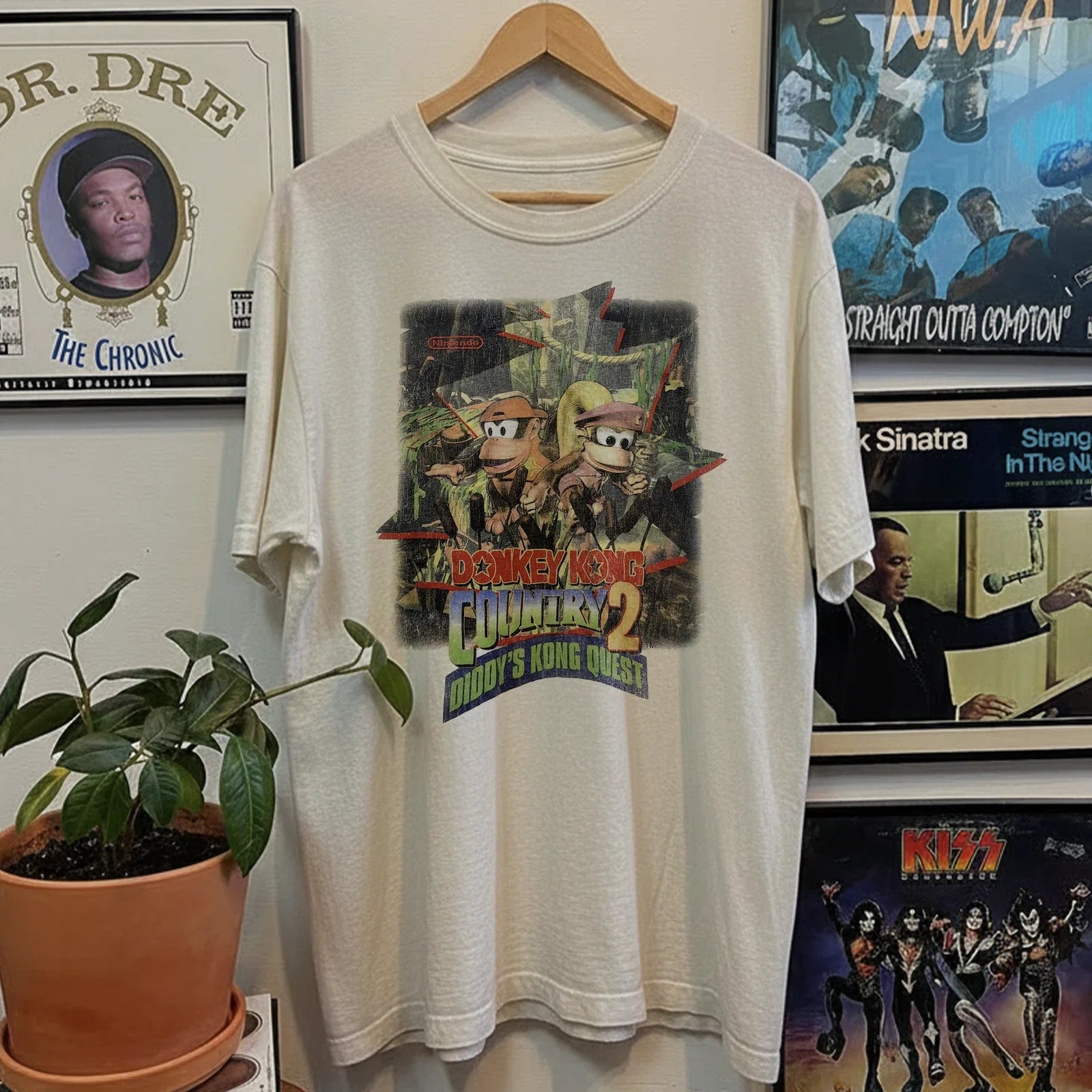 90s Donkey Kong Country 2 Diddys Quest Washed White L - Adult & Kids T-Shirts, Sweatshirts & Hoodies apparel design preview 1