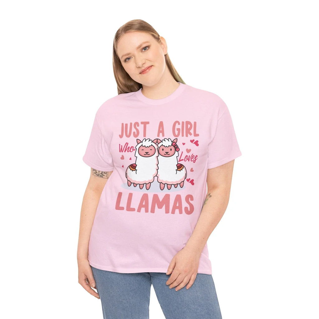 JUST A GIRL WHO LOVES LLAMAS Cute Funny Animal Kawaii - Adult & Kids T-Shirts, Sweatshirts & Hoodies apparel design preview 1