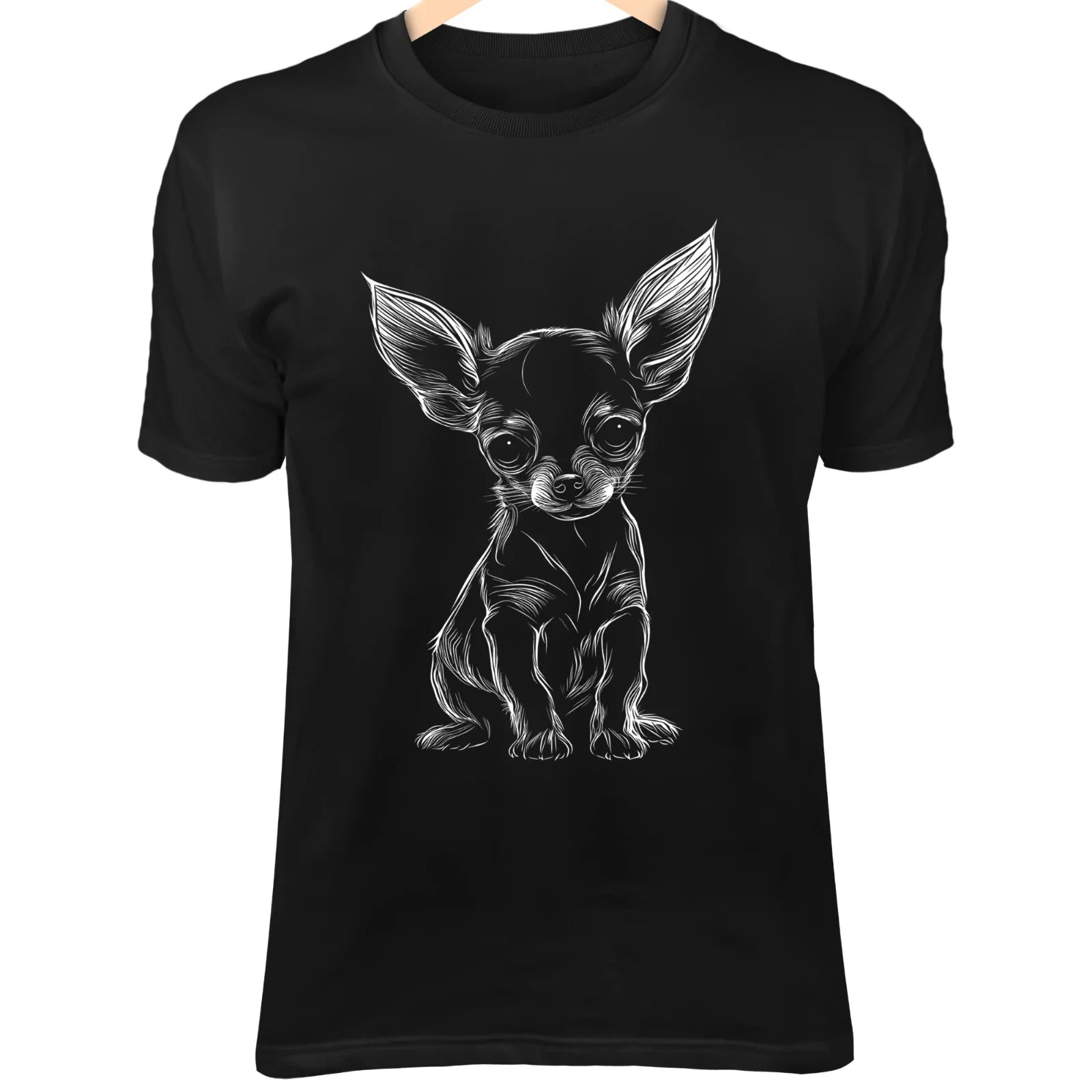Chihuahua Dog Line Art Tiny Body, Big Ears Cute - Adult & Kids T-Shirts, Sweatshirts & Hoodies apparel design preview 1