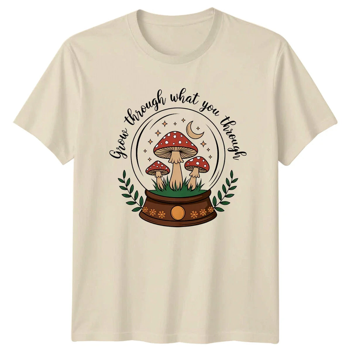 Grow Through What You Mushroom Celestial Boho - Adult & Kids T-Shirts, Sweatshirts & Hoodies apparel design preview 1