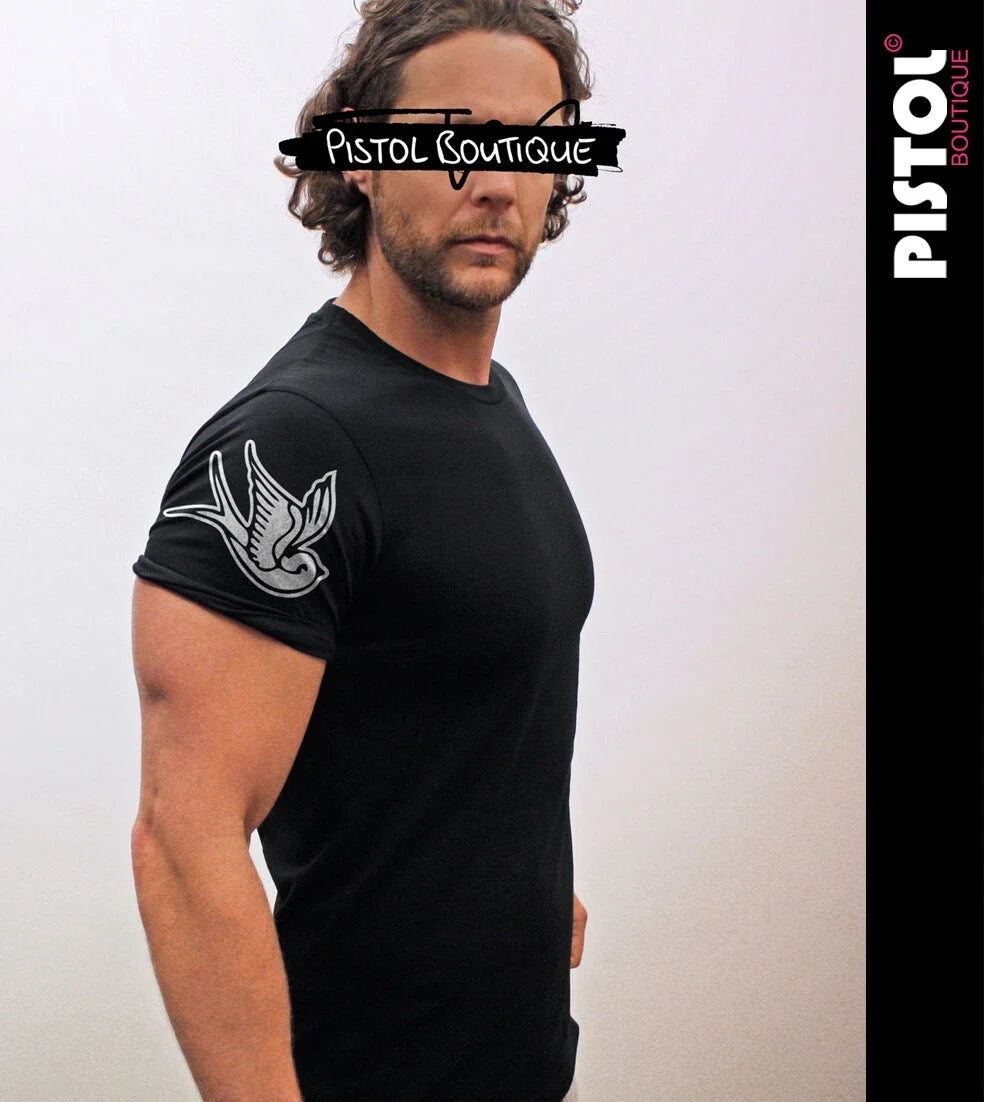 Pistol Boutique Fitted Black Rolled Sleeves Tattoo - Adult & Kids T-Shirts, Sweatshirts & Hoodies apparel design preview 1