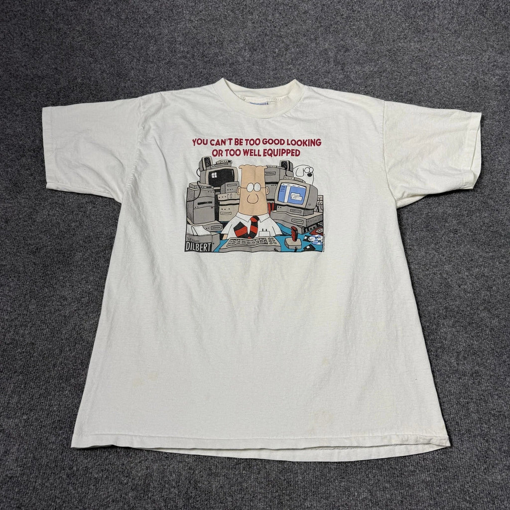 Vintage Dilbert Mens XL White All Sport Cartoon - Adult & Kids T-Shirts, Sweatshirts & Hoodies apparel design preview 1