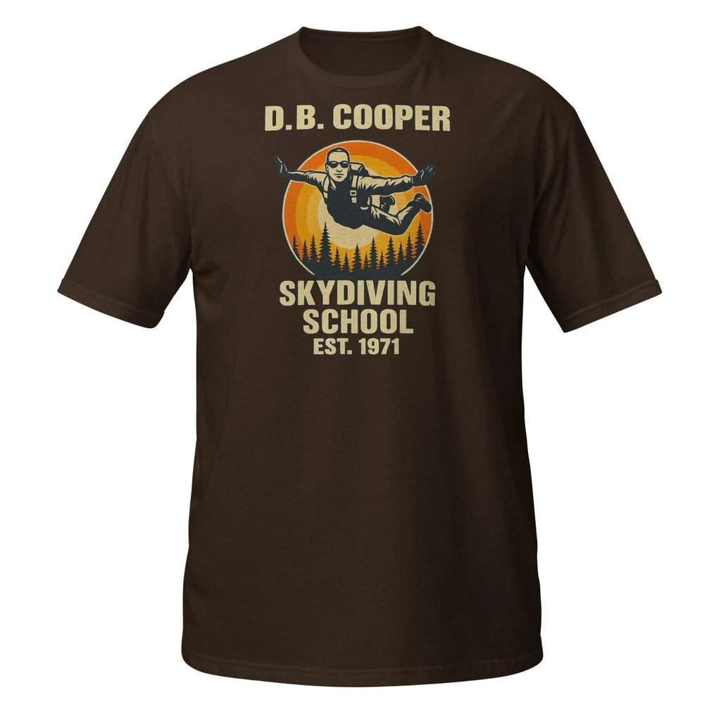 D.B. Cooper Skydiving School Funny Retro Mystery DTG - Adult & Kids T-Shirts, Sweatshirts & Hoodies apparel design preview 1