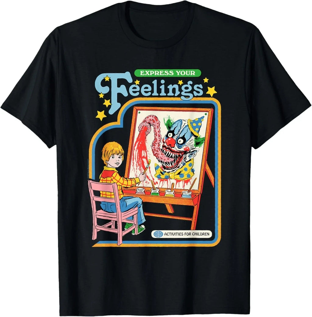 Steven Rhodes Express Your Feelings Clown Retro Dark - Adult & Kids T-Shirts, Sweatshirts & Hoodies apparel design preview 1