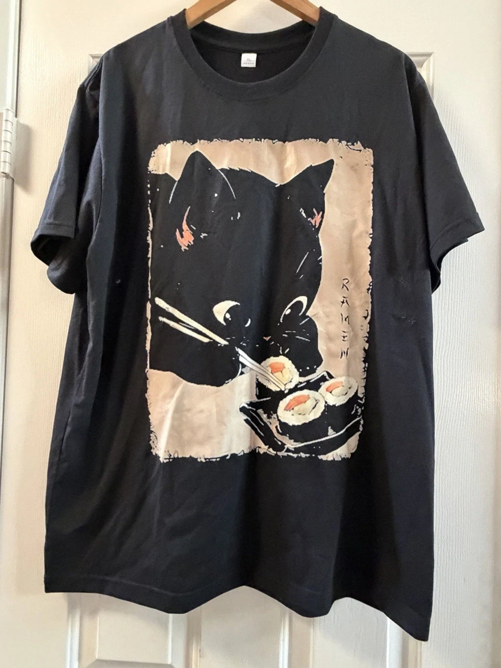 Kawaii Cat Eating Sushi Funny Japanese Anime Cute - Adult & Kids T-Shirts, Sweatshirts & Hoodies apparel design preview 1