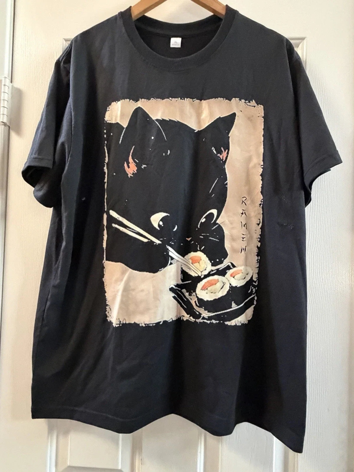 Kawaii Cat Eating Sushi Funny Japanese Anime Cute - Adult & Kids T-Shirts, Sweatshirts & Hoodies apparel design preview 1