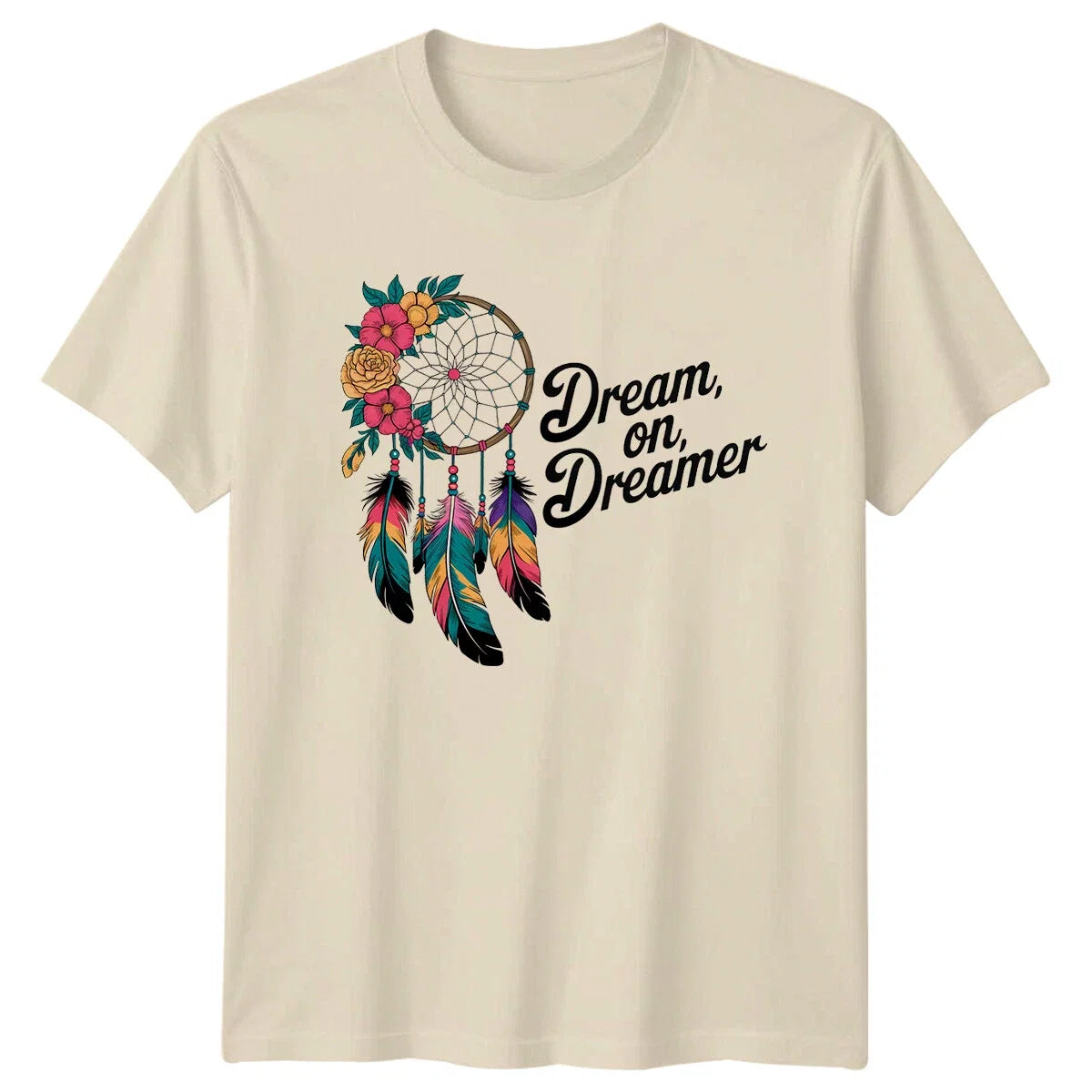 Dream On Dreamer Hippie Dreamcatcher Boho Floral - Adult & Kids T-Shirts, Sweatshirts & Hoodies apparel design preview 1