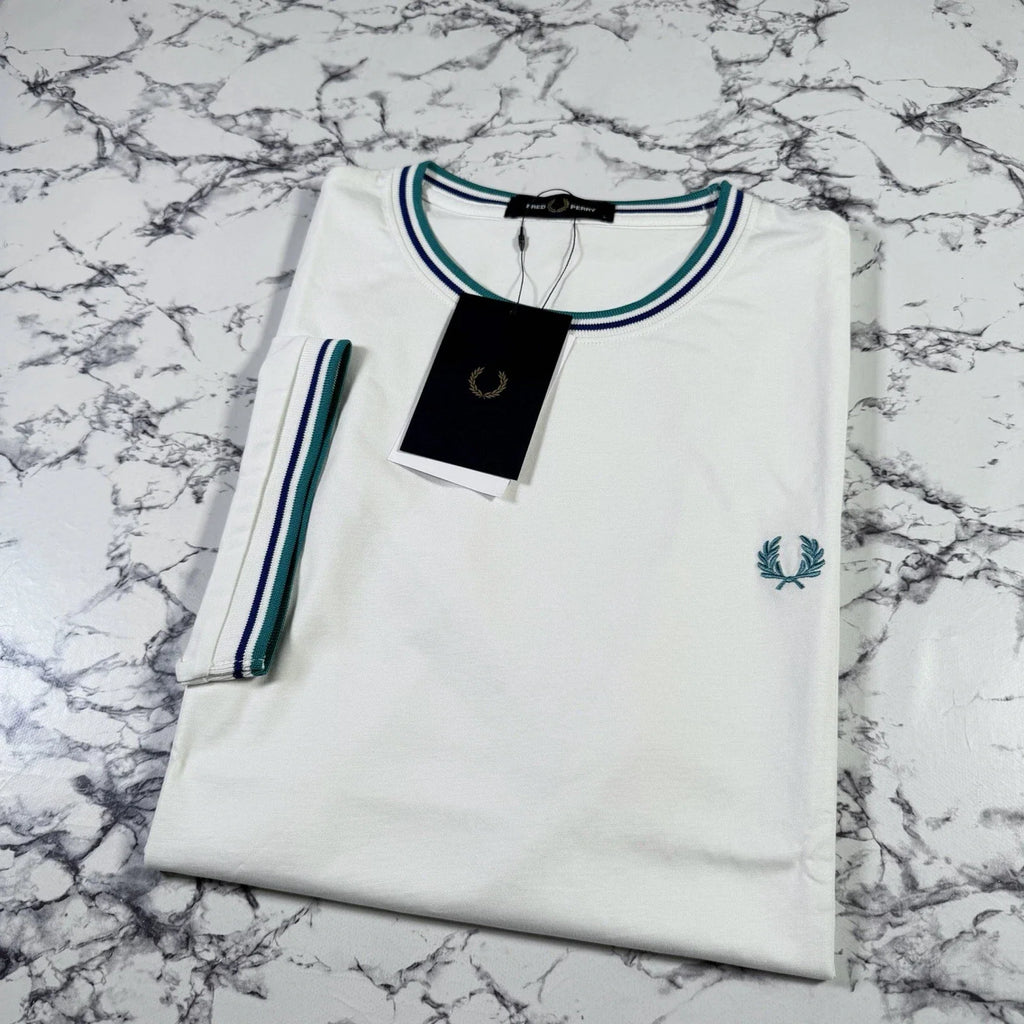 FRED PERRY Mens White Twin Tipped SIZE LARGE M1588V - Adult & Kids T-Shirts, Sweatshirts & Hoodies apparel design preview 1