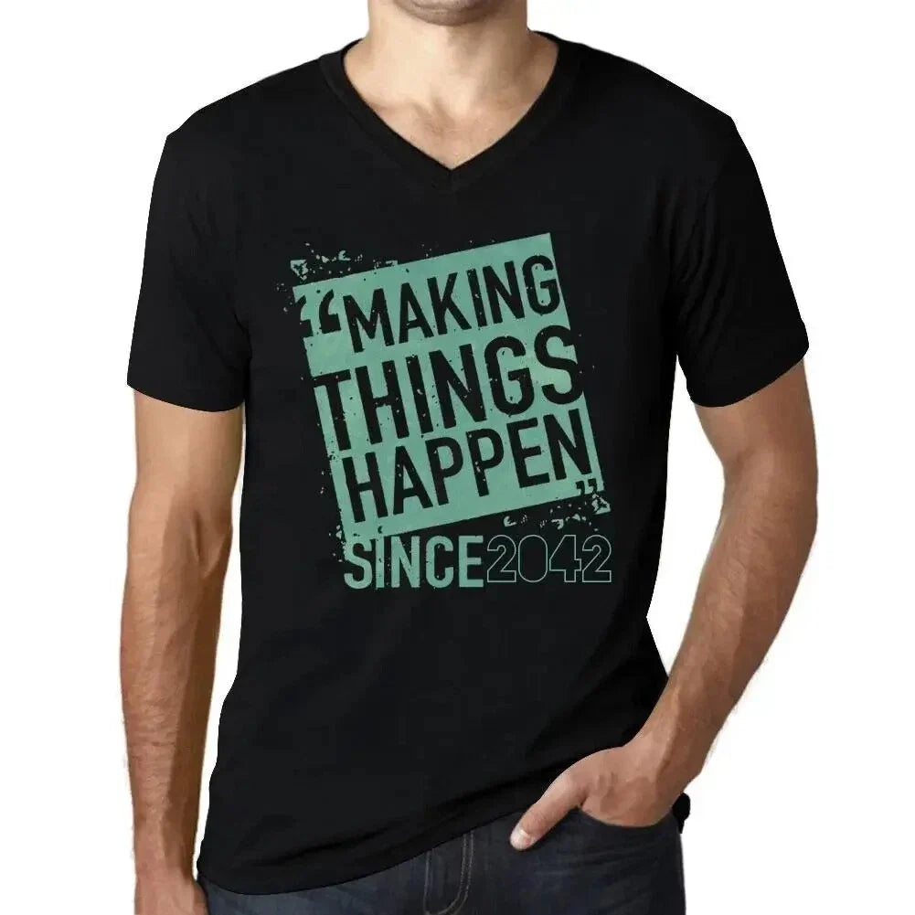 Men's Graphic V Neck Making Things Happen Since 2042 - Adult & Kids T-Shirts, Sweatshirts & Hoodies apparel design preview 1