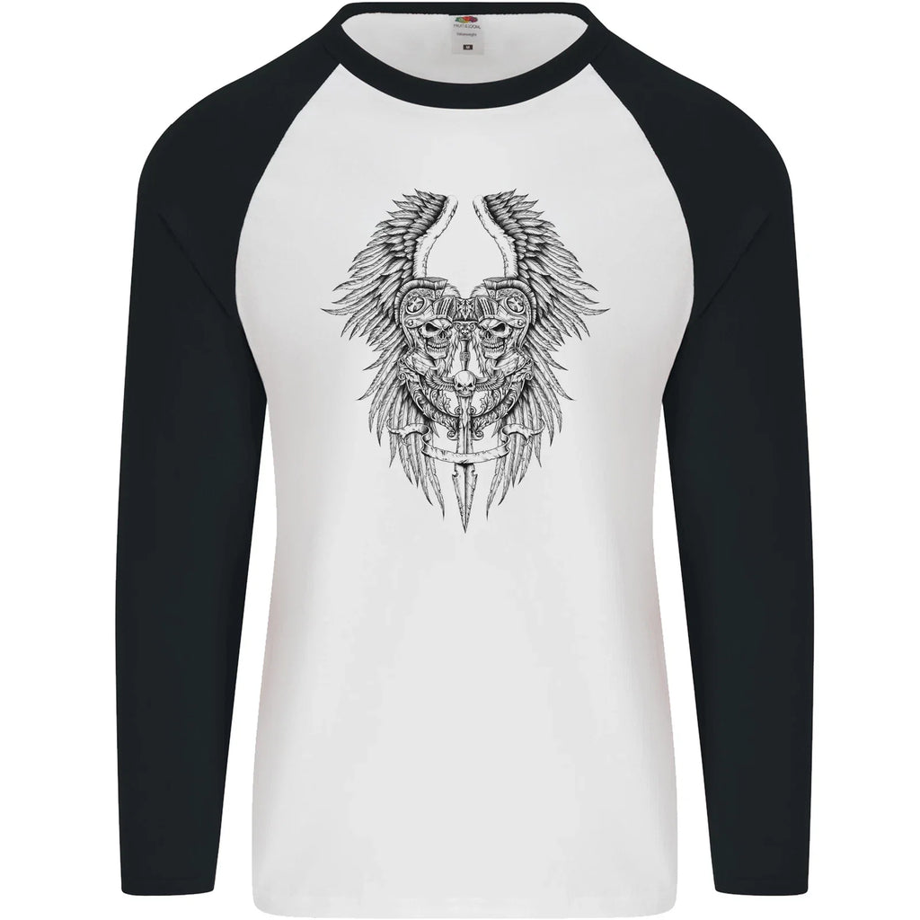 Two Roman Skulls Mens L/S Baseball - Adult & Kids T-Shirts, Sweatshirts & Hoodies apparel design preview 1