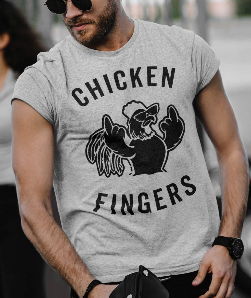 Mens Chicken Fingers Funny Middle Finger Sarcastic - Adult & Kids T-Shirts, Sweatshirts & Hoodies apparel design preview 1