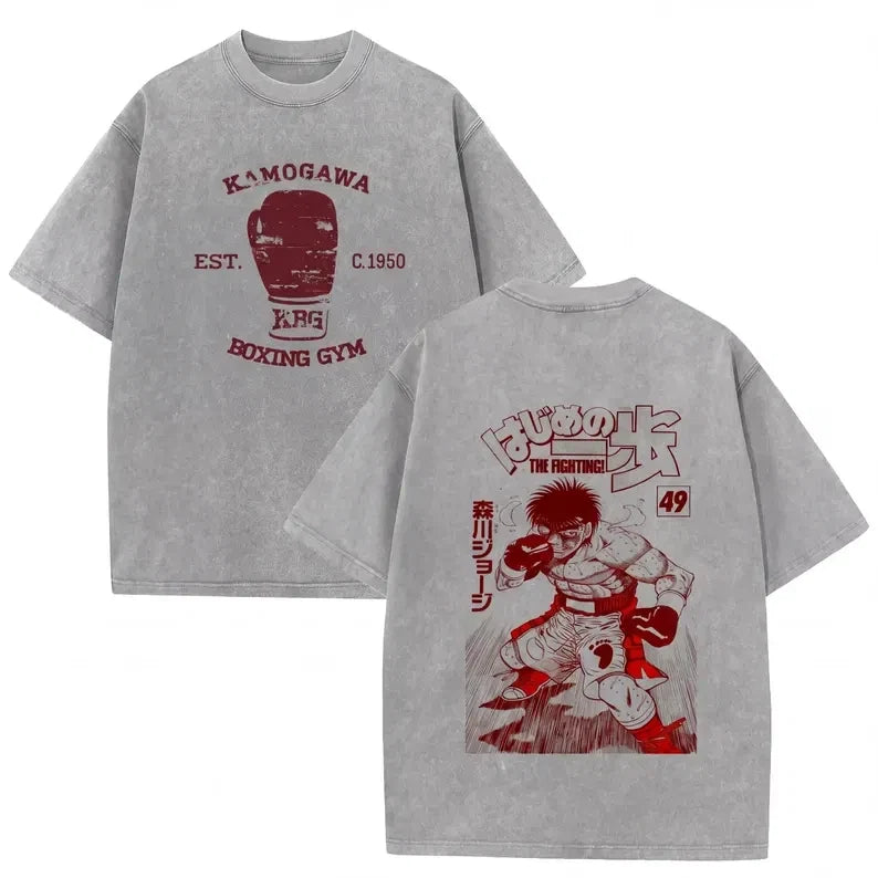 Kamogawa Boxing Gym Vintage Anime Fighter Graphic - Adult & Kids T-Shirts, Sweatshirts & Hoodies apparel design preview 1