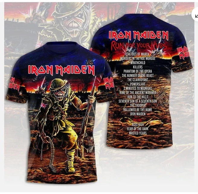 Iron 1Maiden 3D Apparel 2026 Tour Run For Your Lives - Adult & Kids T-Shirts, Sweatshirts & Hoodies apparel design preview 1