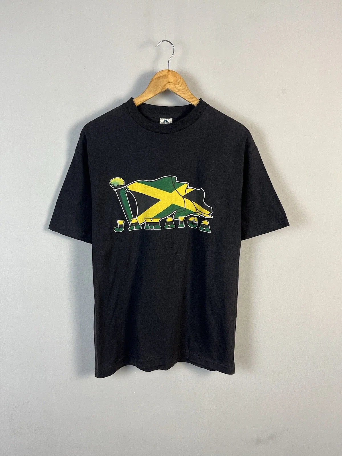 Jamaica Vintage Y2K Big Logo Men's Black Made in USA - Adult & Kids T-Shirts, Sweatshirts & Hoodies apparel design preview 1