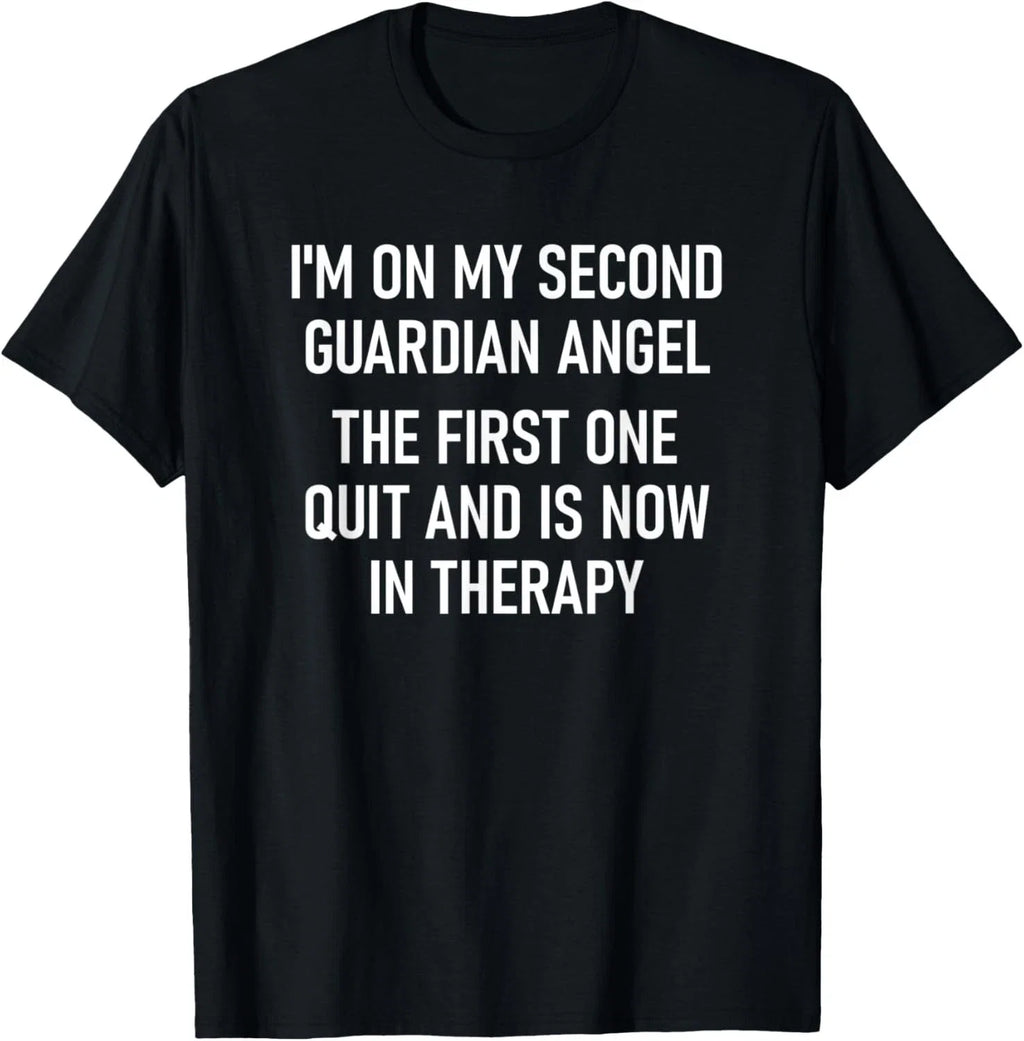 I'm On My Second Guardian Angel Funny, Jokes, - Adult & Kids T-Shirts, Sweatshirts & Hoodies apparel design preview 1