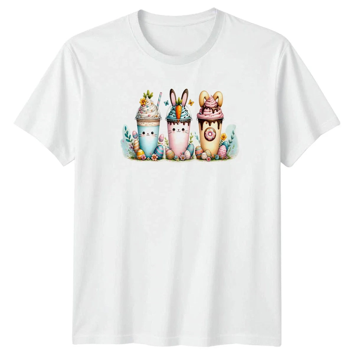 Kawaii Easter Bunny Frappe Sweet Dessert Drinks - Adult & Kids T-Shirts, Sweatshirts & Hoodies apparel design preview 1