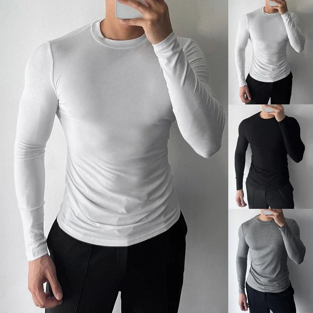 Men Ribbed O Neck Everyday Athletic Elastic Muscle - Adult & Kids T-Shirts, Sweatshirts & Hoodies apparel design preview 1