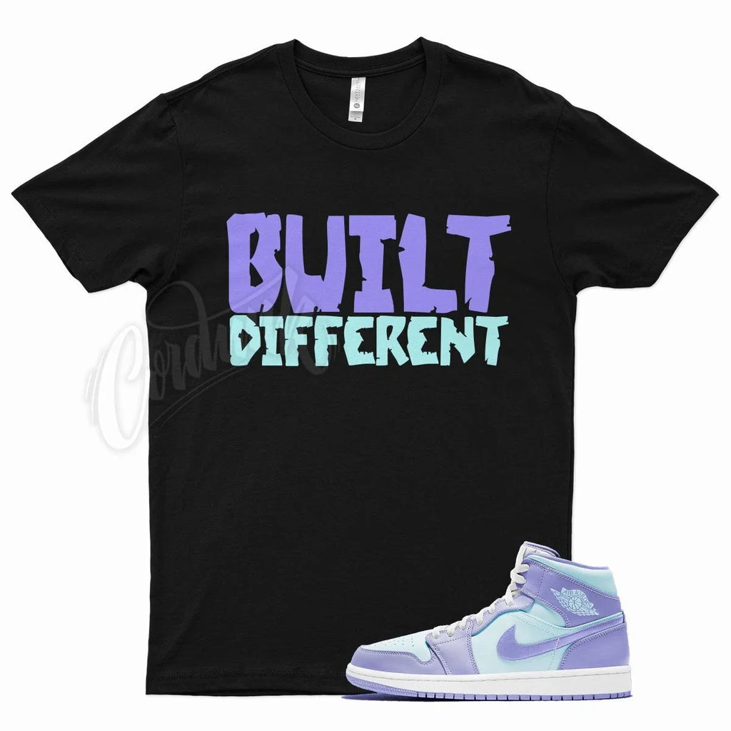Black BUILT for Air J1 1 Mid Purple Pulse Aqua - Adult & Kids T-Shirts, Sweatshirts & Hoodies apparel design preview 1