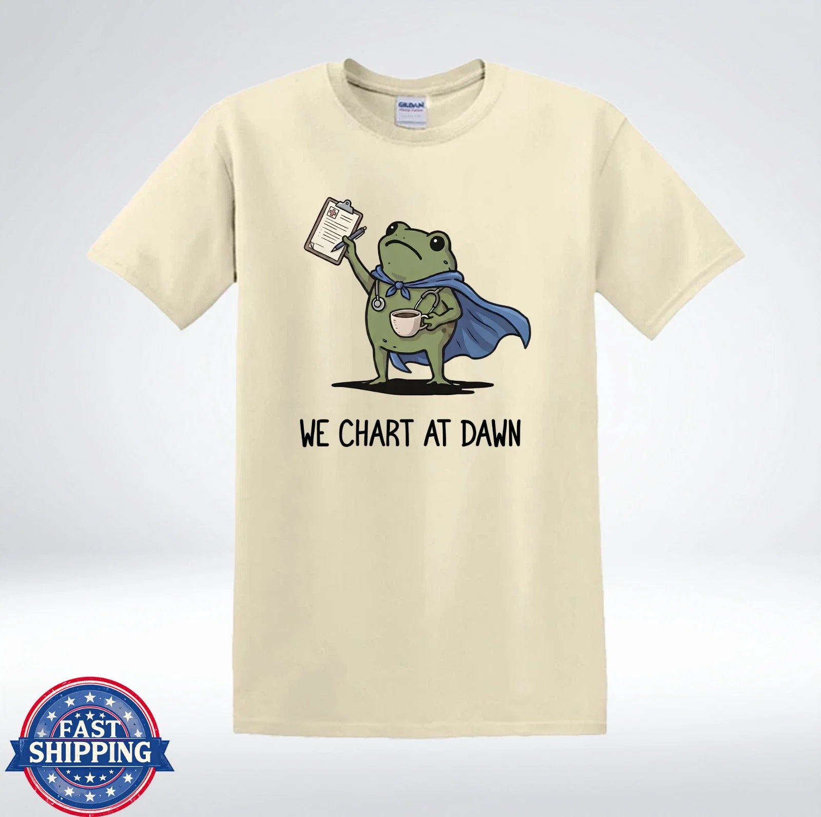 We Chart At Dawn Funny Nurse Frog Graphic - Adult & Kids T-Shirts, Sweatshirts & Hoodies apparel design preview 1