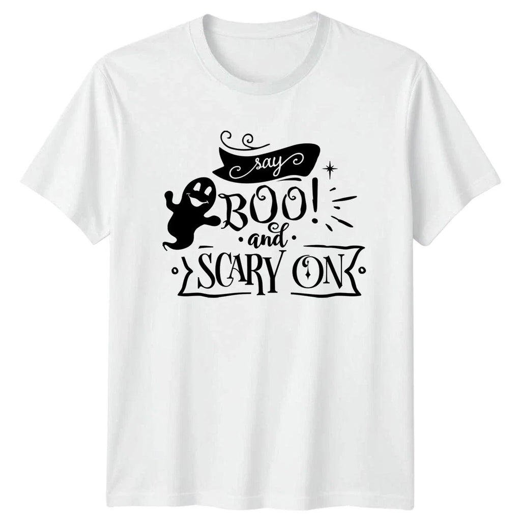 Say Boo And Scary On Halloween Humor Gift For Him Her - Adult & Kids T-Shirts, Sweatshirts & Hoodies apparel design preview 1