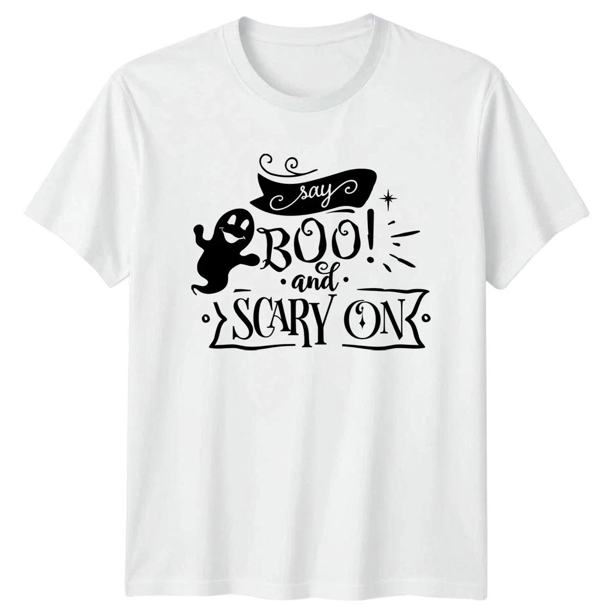 Say Boo And Scary On Halloween Humor Gift For Him Her - Adult & Kids T-Shirts, Sweatshirts & Hoodies apparel design preview 1