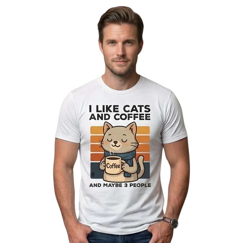 Men's Funny Cat and Coffee Sarcastic Introvert Slogan - Adult & Kids T-Shirts, Sweatshirts & Hoodies apparel design preview 1