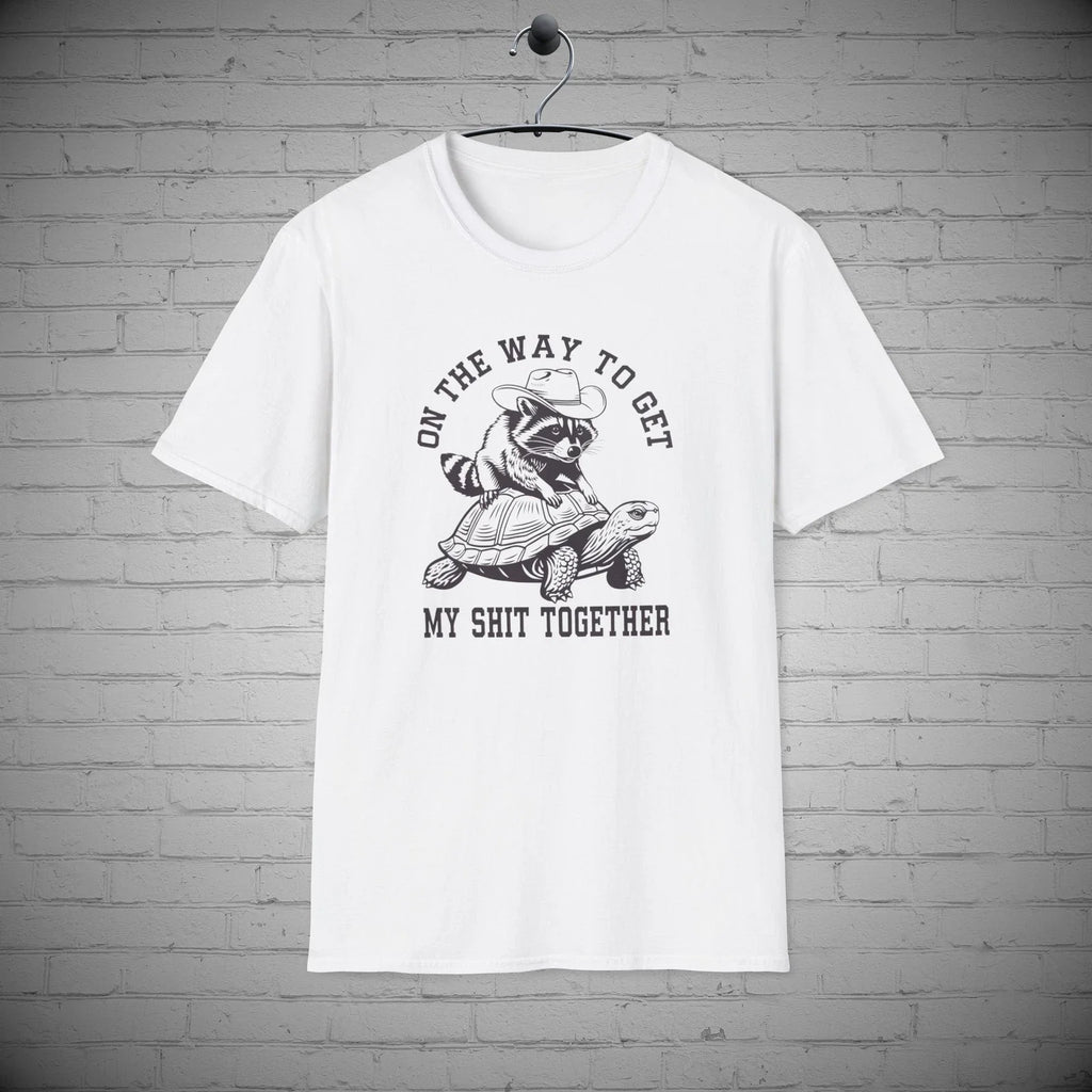 Raccoo Turtle On my way to get shi* together, - Adult & Kids T-Shirts, Sweatshirts & Hoodies apparel design preview 1