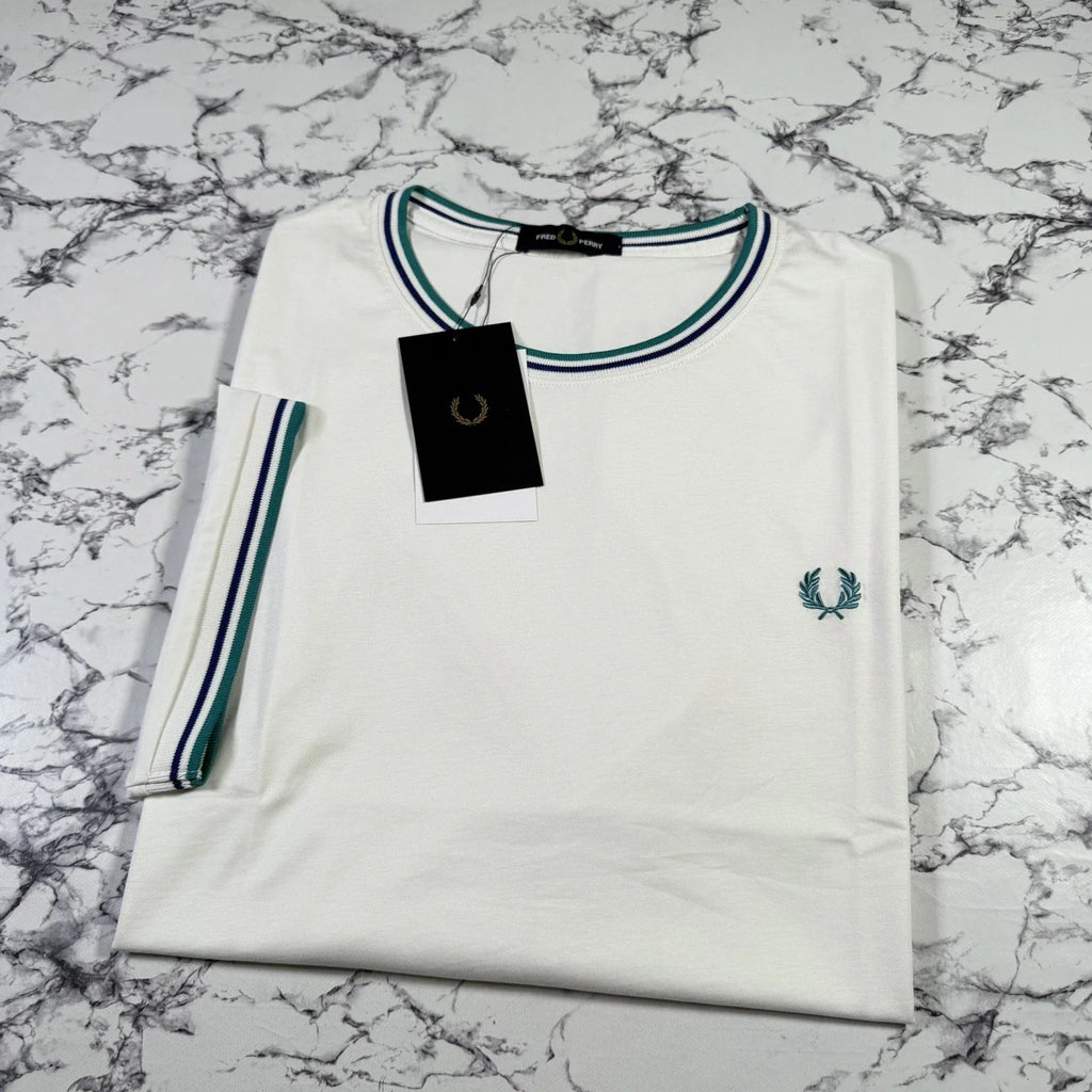 FRED PERRY Mens White Twin Tipped SIZE 2XL XXL M1588V - Adult & Kids T-Shirts, Sweatshirts & Hoodies apparel design preview 1