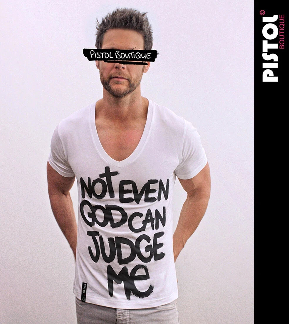 Pistol Boutique Men's Fitted White Deep V Neck S-2XL - Adult & Kids T-Shirts, Sweatshirts & Hoodies apparel design preview 1
