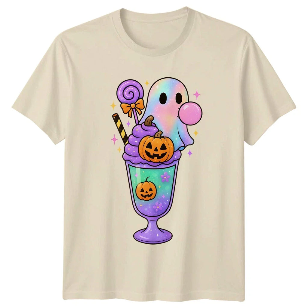 Kawaii Halloween Ghost Milkshake Cute Spooky Gift For - Adult & Kids T-Shirts, Sweatshirts & Hoodies apparel design preview 1