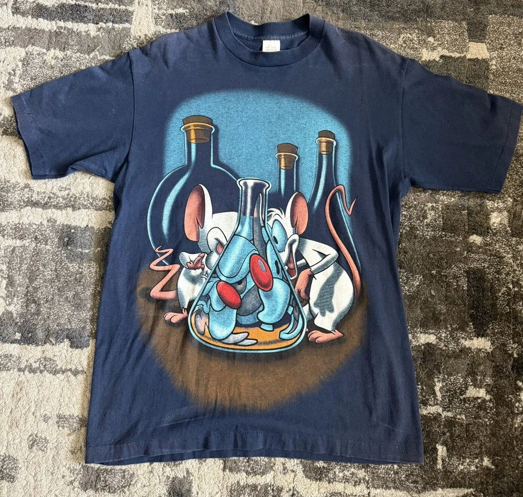 Vintage 1995 Pinky and The Brain "L" Animaniacs USA - Adult & Kids T-Shirts, Sweatshirts & Hoodies apparel design preview 1