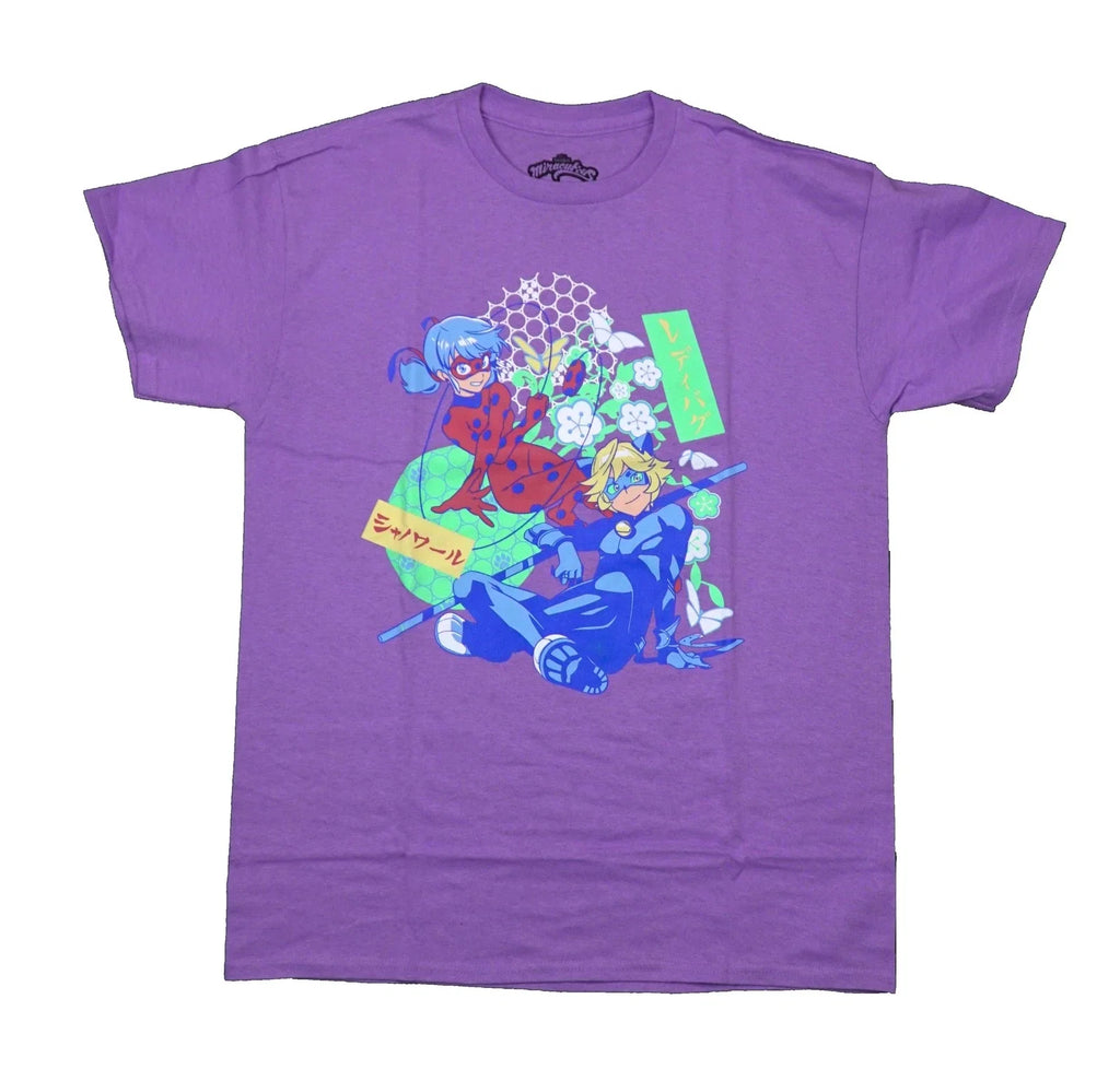 Miraculous New Lady Bug Cat Noir Posing Flowers - Adult & Kids T-Shirts, Sweatshirts & Hoodies apparel design preview 1