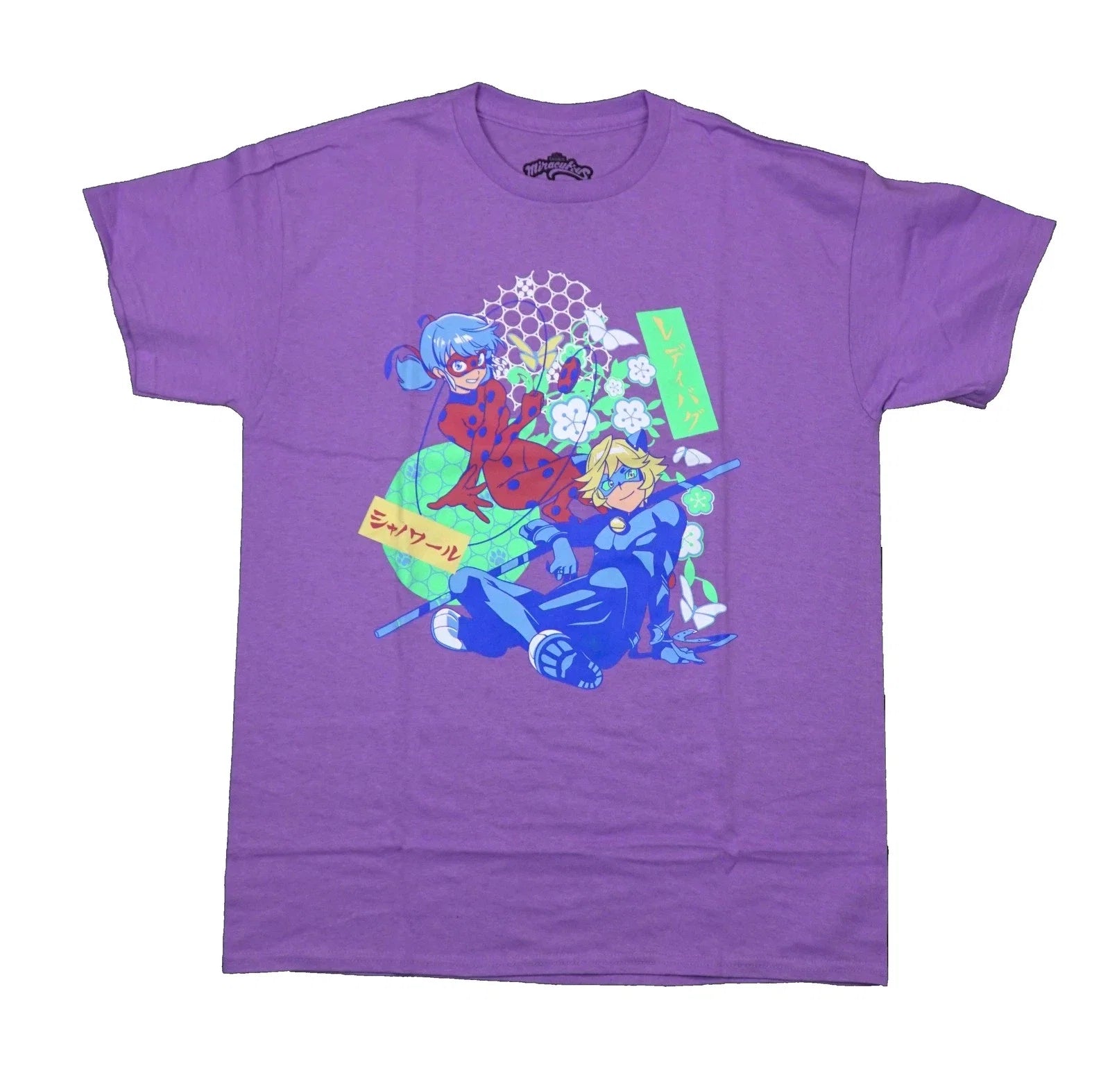 Miraculous New Lady Bug Cat Noir Posing Flowers - Adult & Kids T-Shirts, Sweatshirts & Hoodies apparel design preview 1