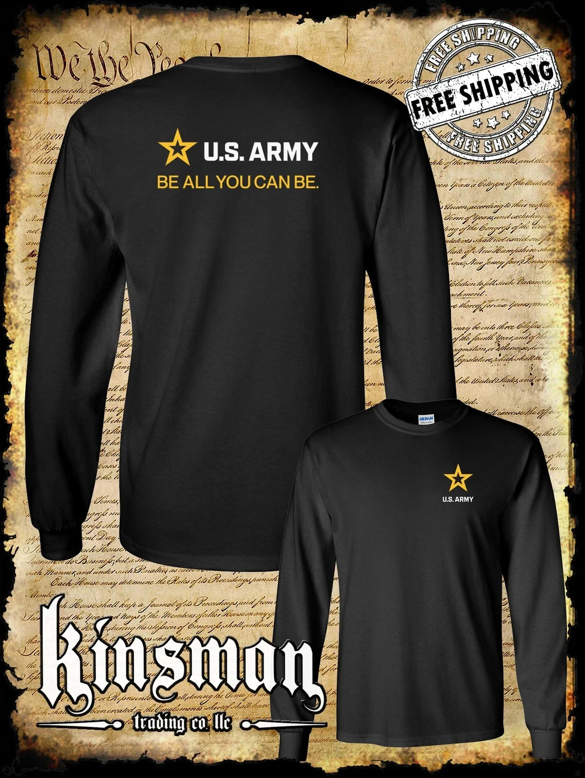 US Army Strip Logo 2-Sided Be All You Can - Adult & Kids T-Shirts, Sweatshirts & Hoodies apparel design preview 1